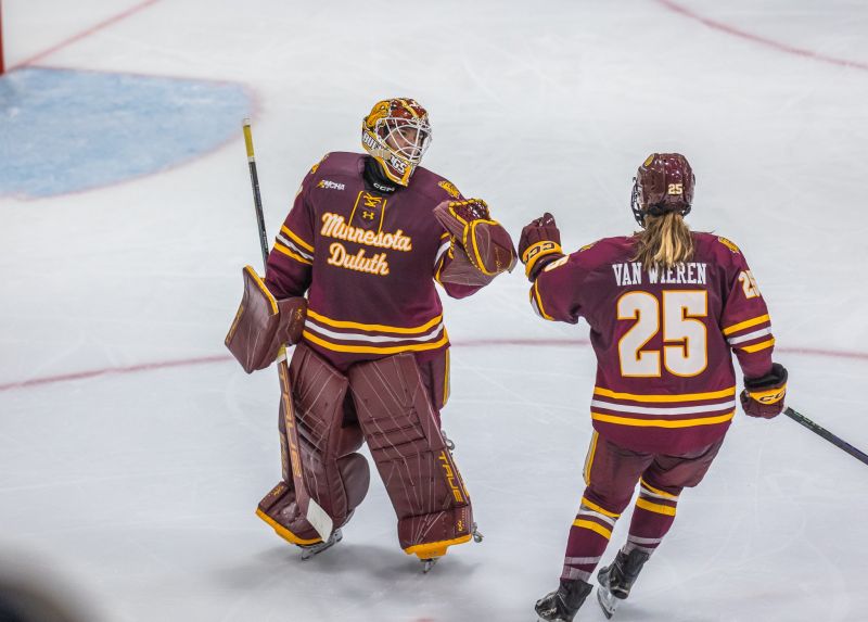 Image for the Tweet beginning: No. 3 @UMDWHockey Uses Two